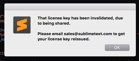 sublime text license no longer valid